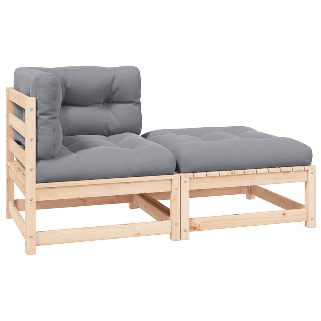 2-tlg. Garten-Lounge-Set mit Kissen Kiefer Massivholz