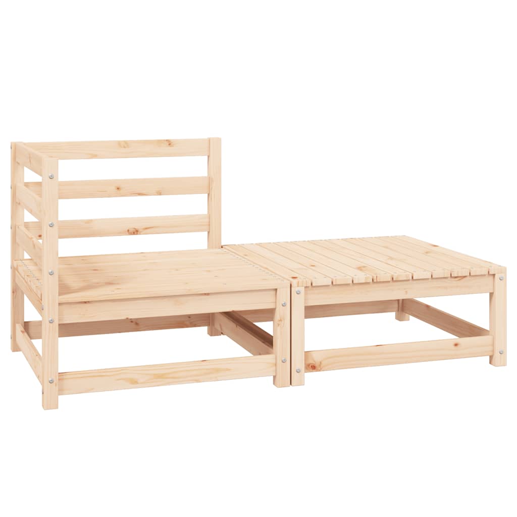 2-tlg. Garten-Lounge-Set mit Kissen Kiefer Massivholz