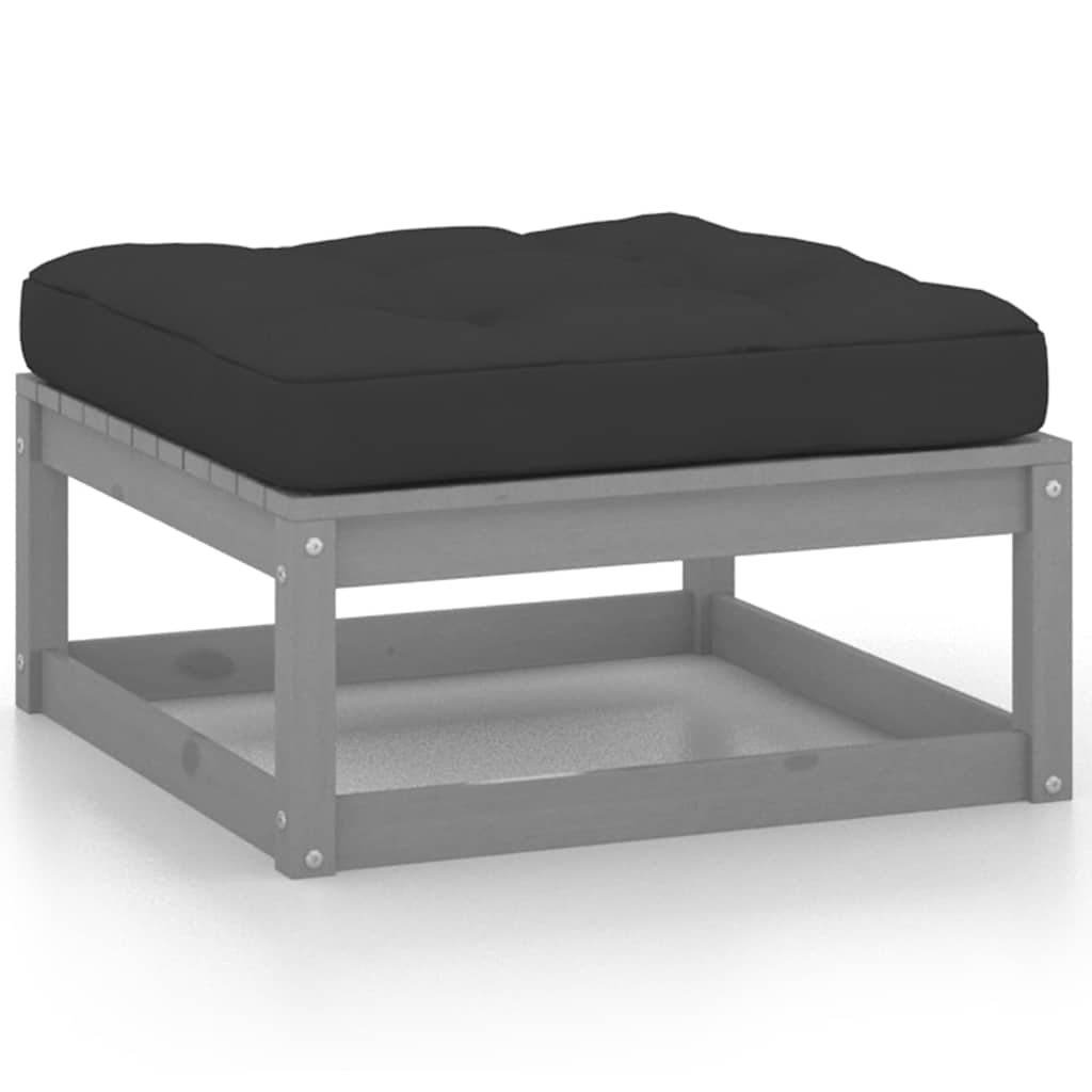 2-tlg. Garten-Lounge-Set mit Kissen Grau Kiefer Massivholz