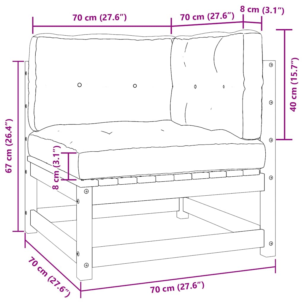 2-tlg. Garten-Lounge-Set mit Kissen Grau Kiefer Massivholz