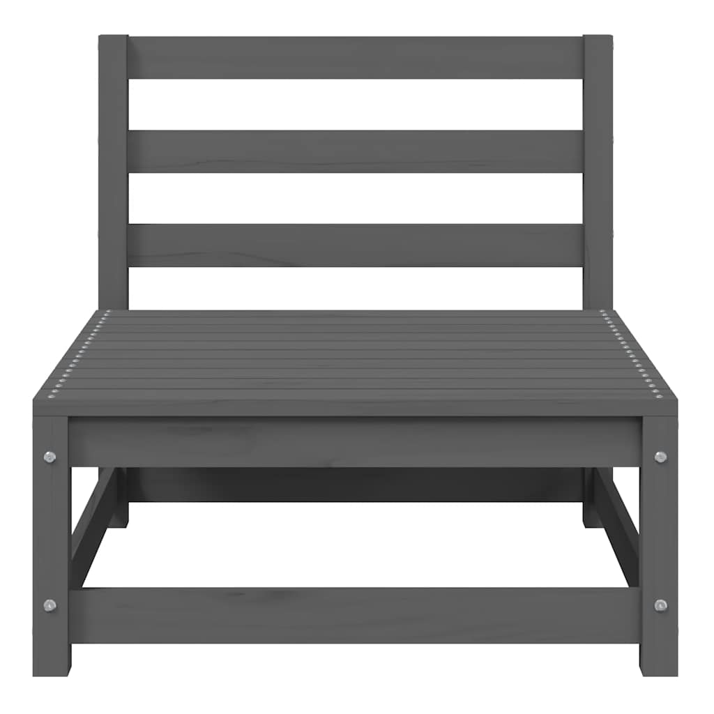 3-tlg. Garten-Lounge-Set mit Kissen Grau Kiefer Massivholz