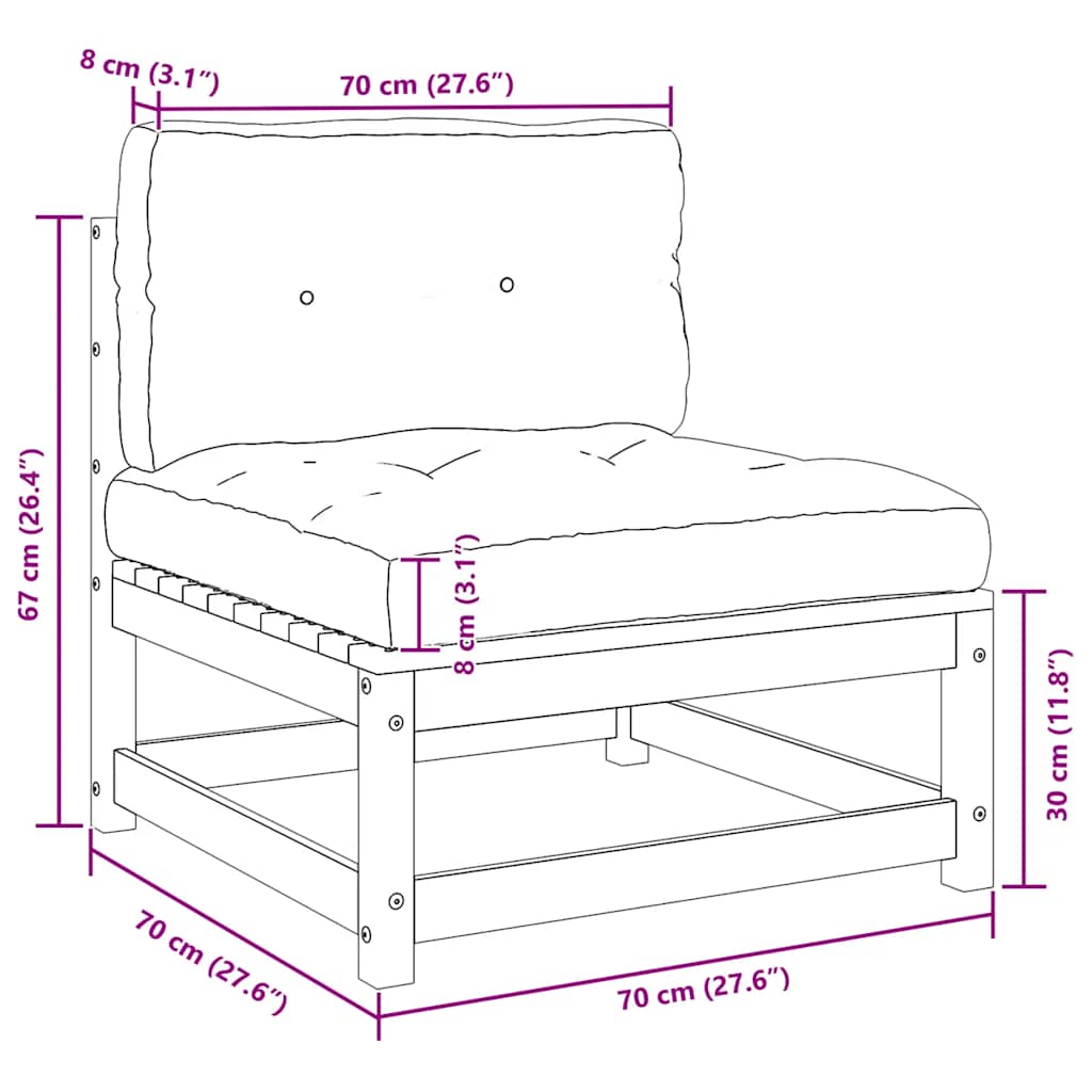 3-tlg. Garten-Lounge-Set mit Kissen Grau Kiefer Massivholz