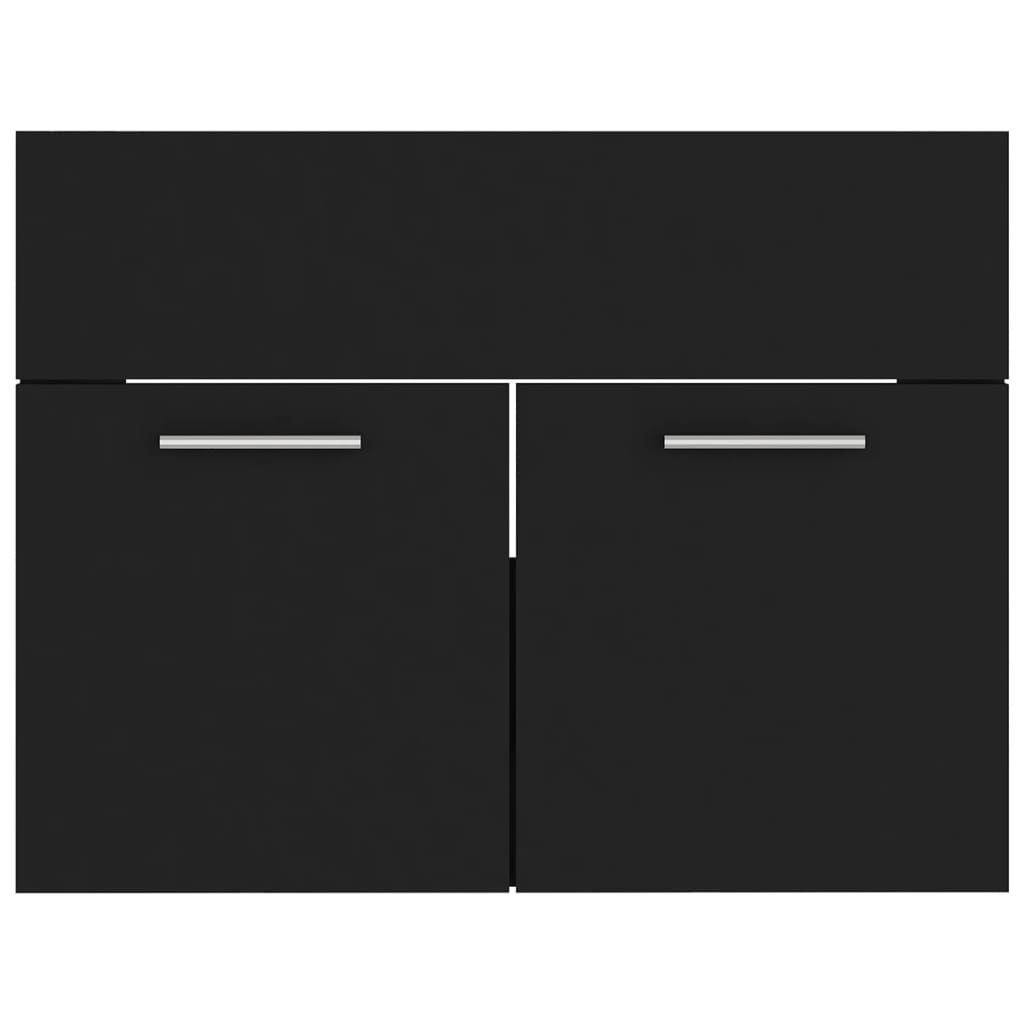 Waschbeckenunterschrank mit Einbaubecken Schwarz Holzwerkstoff