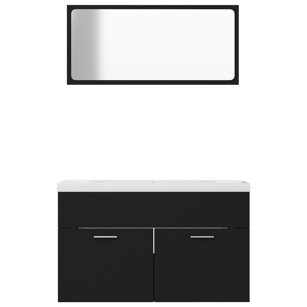 Badmöbel-Set Schwarz Holzwerkstoff