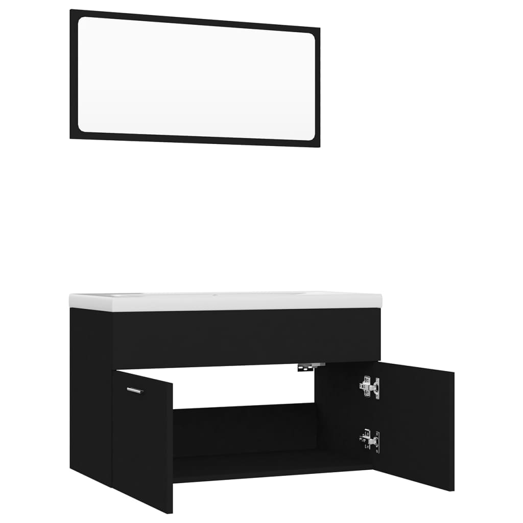 Badmöbel-Set Schwarz Holzwerkstoff