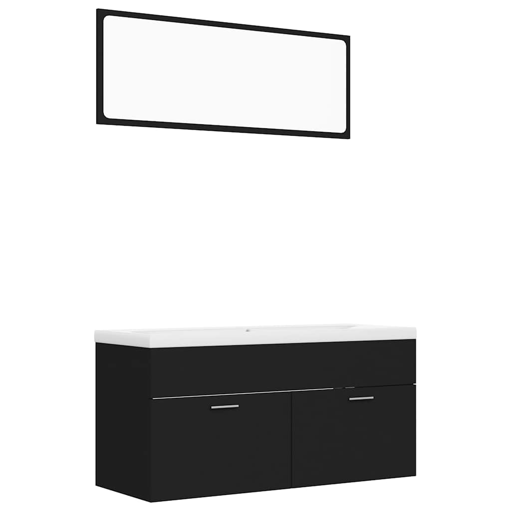Badmöbel-Set Schwarz Holzwerkstoff