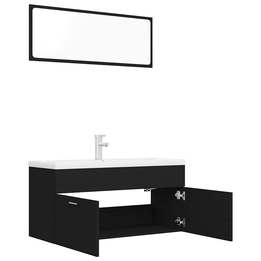 Badmöbel-Set Schwarz Holzwerkstoff