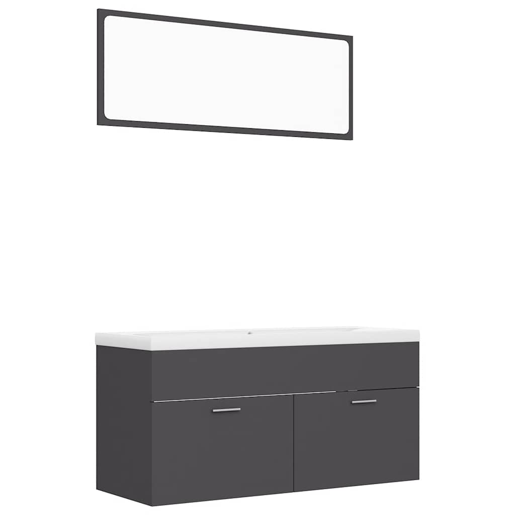 Badmöbel-Set Grau Holzwerkstoff