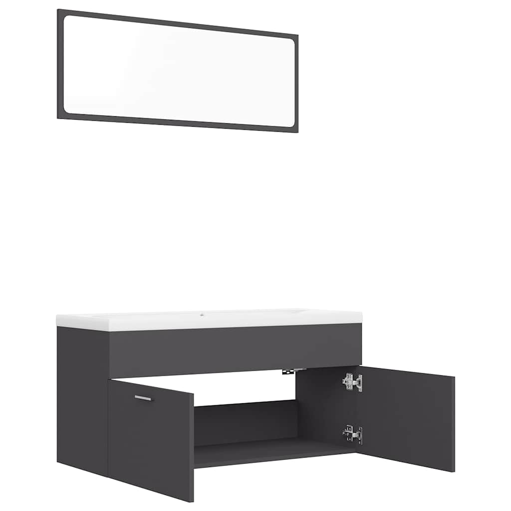 Badmöbel-Set Grau Holzwerkstoff
