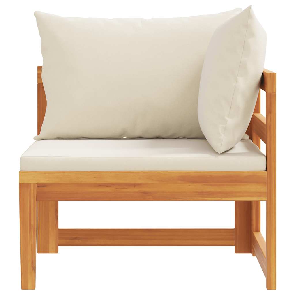 Ecksofa mit Cremeweißen Kissen Massivholz Akazie