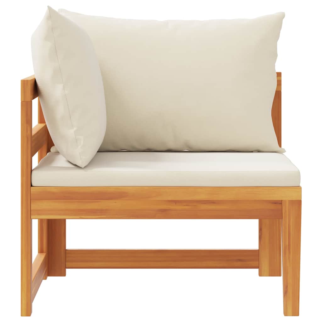 Ecksofa mit Cremeweißen Kissen Massivholz Akazie