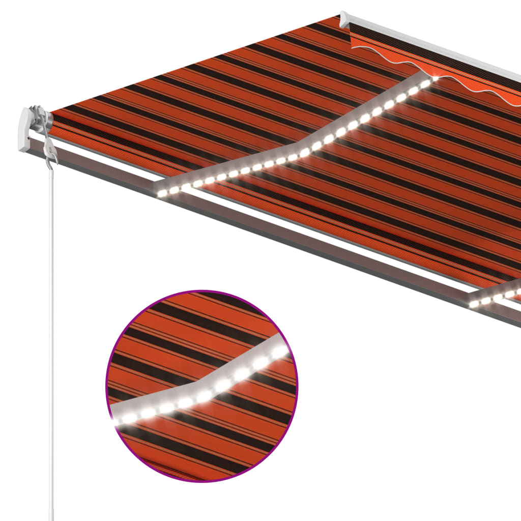 Automatische Markise mit LED Windsensor 300x250 cm Orange/Braun