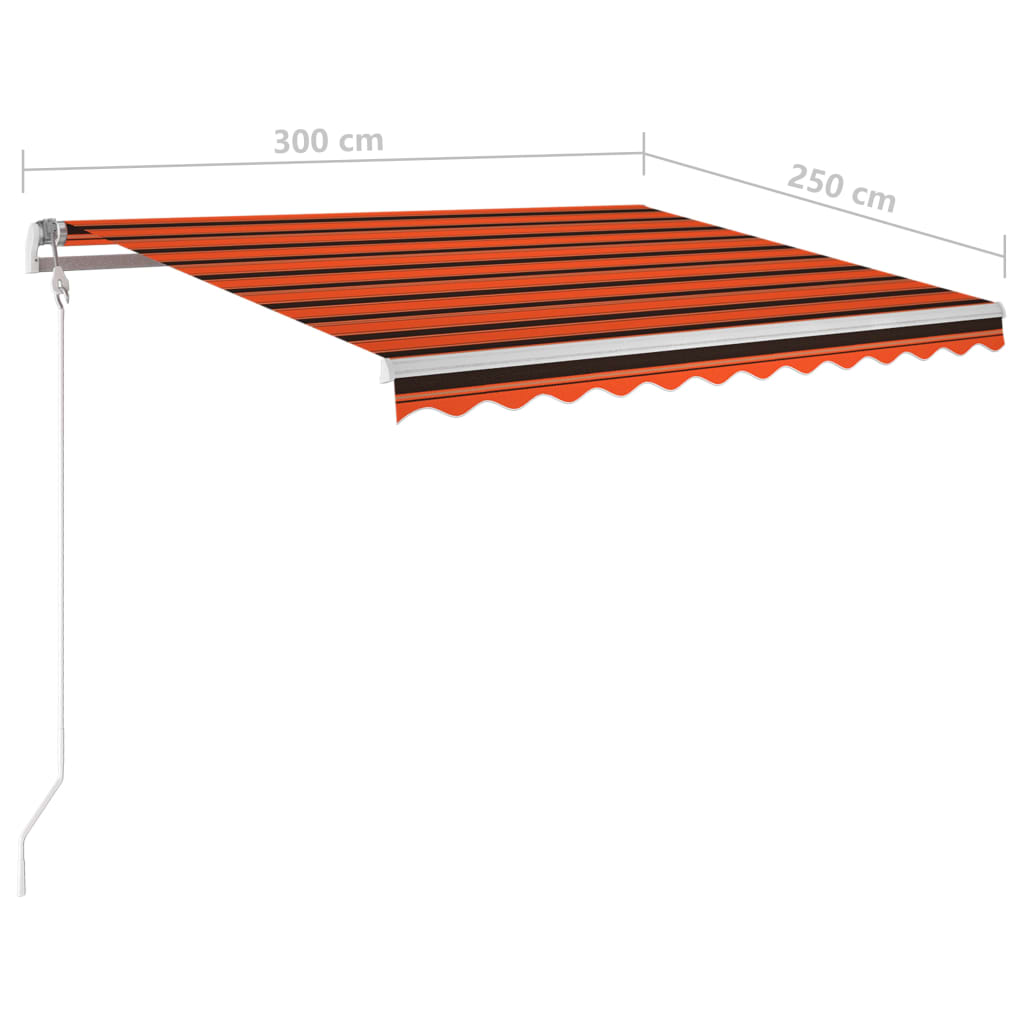 Automatische Markise mit LED Windsensor 300x250 cm Orange/Braun