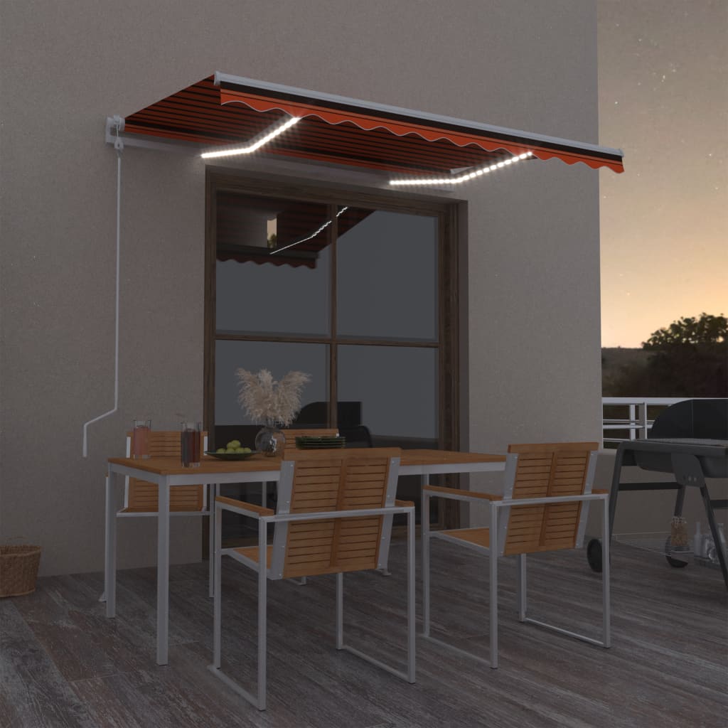 Automatische Markise mit LED Windsensor 300x250 cm Orange/Braun