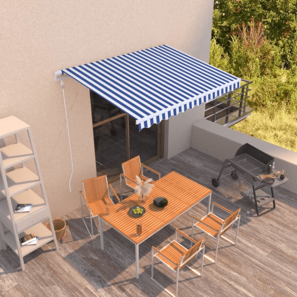 Markise Automatisch Einziehbar 350x250 cm Blau und Weiß