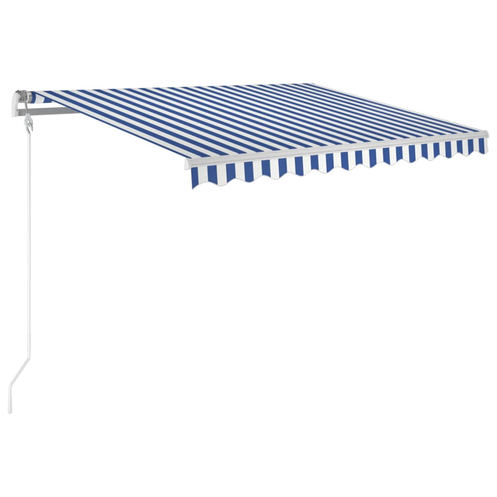 Automatische Markise mit LED Windsensor 350x250 cm Blau Weiß
