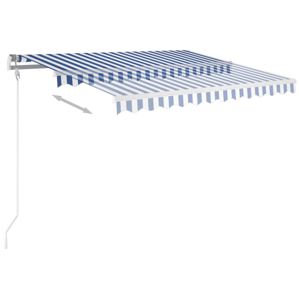 Automatische Markise mit LED Windsensor 350x250 cm Blau Weiß