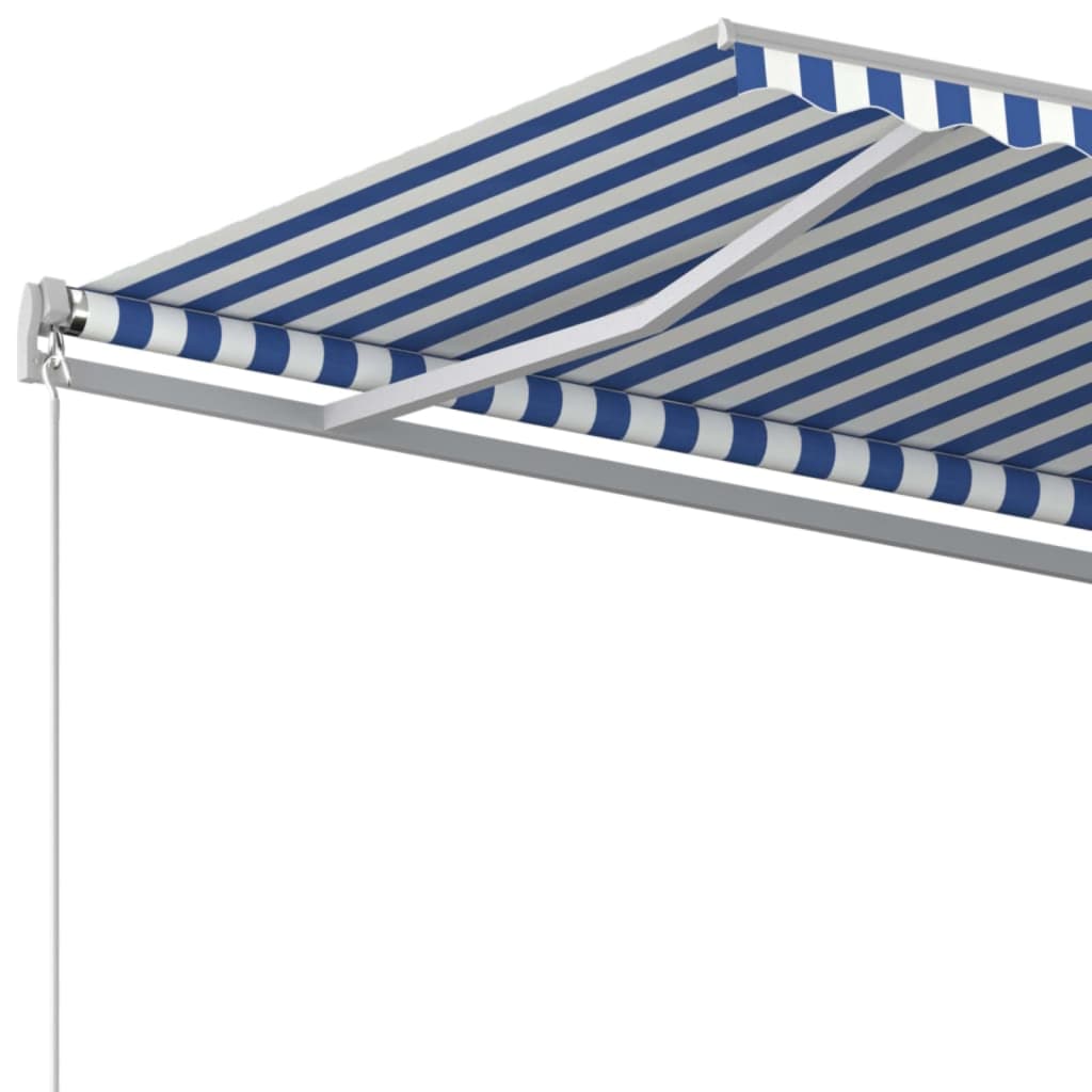 Markise Manuell Einziehbar 400x300 cm Blau und Weiß