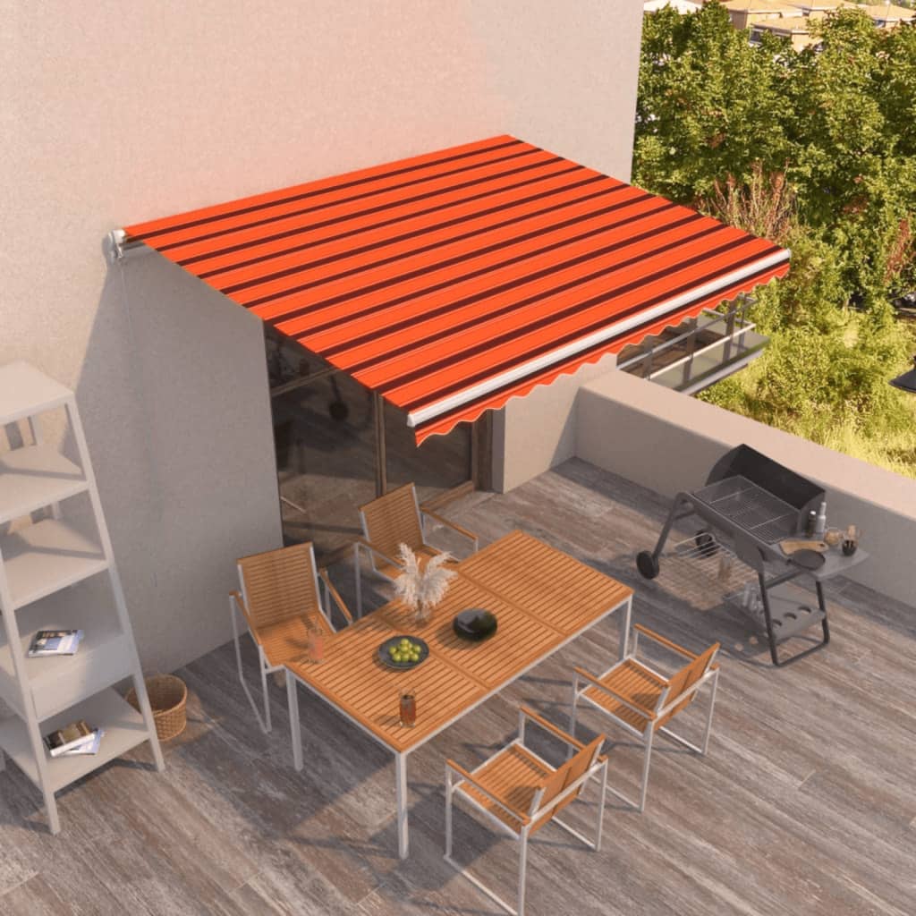 Markise Manuell Einziehbar 400x300 cm Orange und Braun