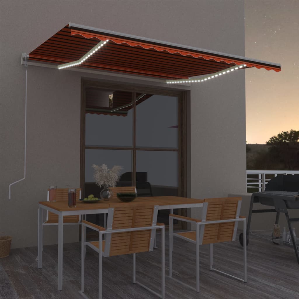Automatische Markise mit LED Windsensor 400x300 cm Orange/Braun