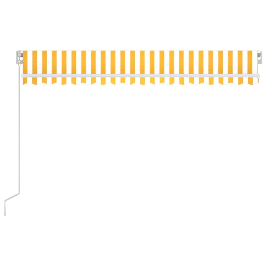 Markise Manuell Einziehbar mit LED 450x300 cm Gelb und Weiß