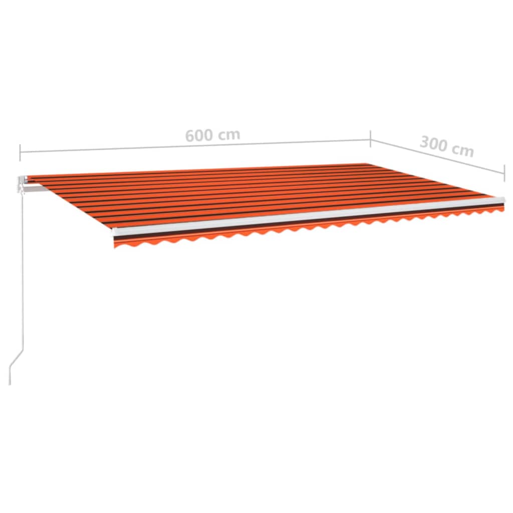 Markise Manuell Einziehbar 600x300 cm Orange und Braun