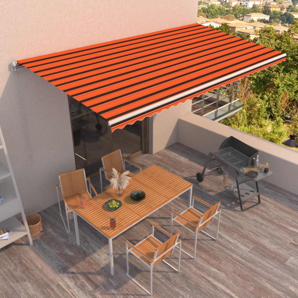 Markise Manuell Einziehbar 600x300 cm Orange und Braun