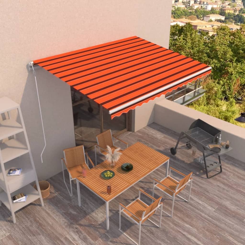 Markise Automatisch Einziehbar 450x350 cm Orange und Braun