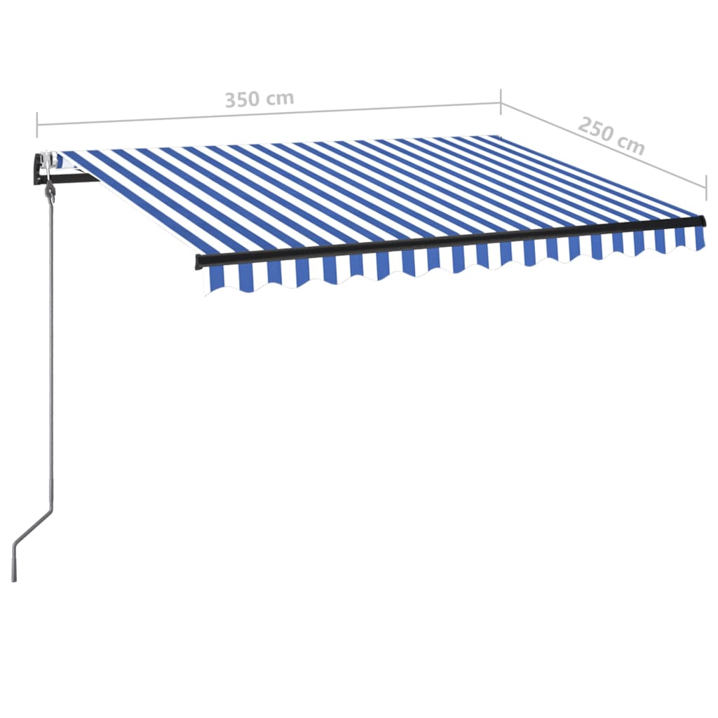 Markise Automatisch Einziehbar 350x250 cm Blau und Weiß
