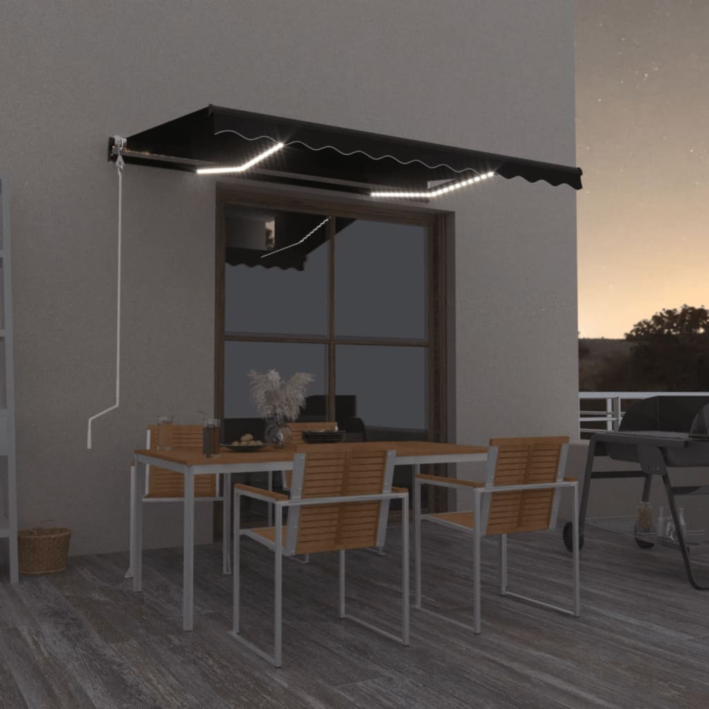 Automatische Markise mit LED & Windsensor 350x250 cm Anthrazit