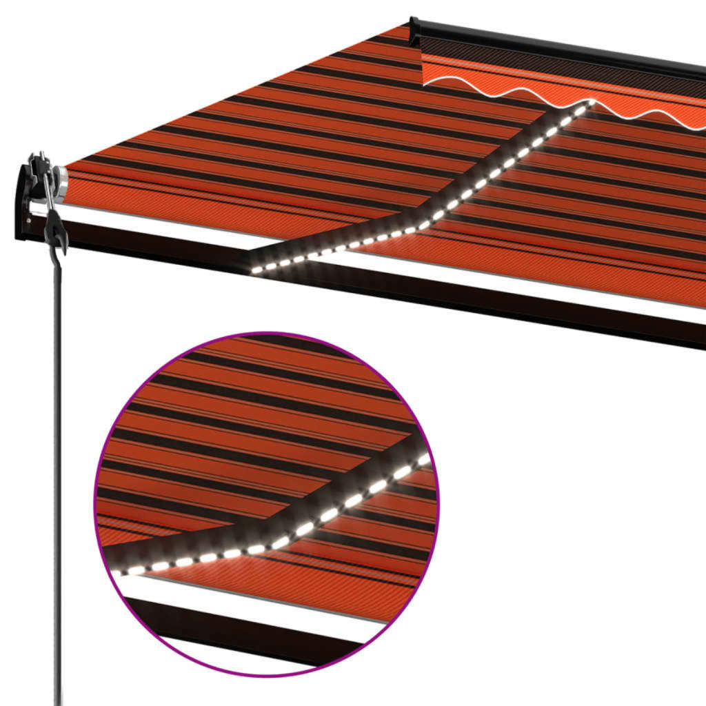 Automatische Markise mit LED Windsensor 350x250 cm Orange/Braun