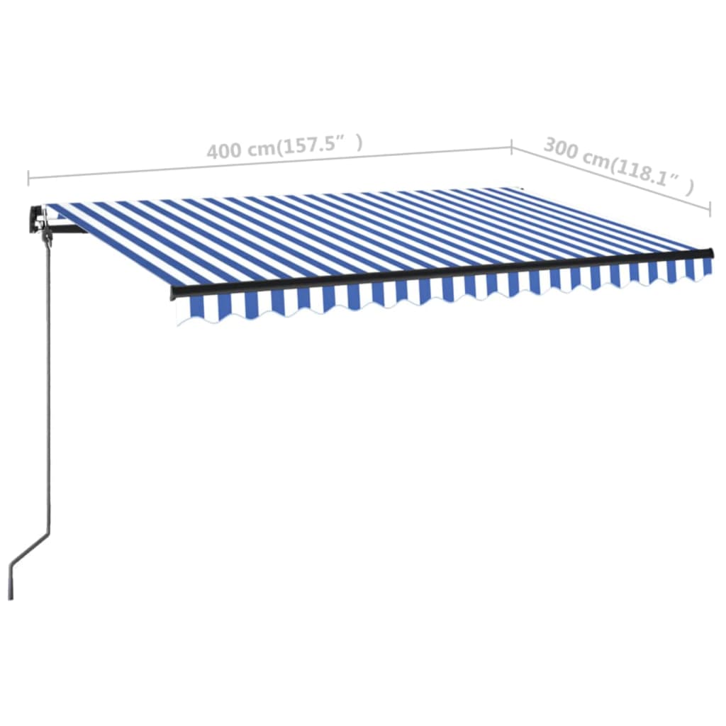 Markise Manuell Einziehbar 400x300 cm Blau und Weiß
