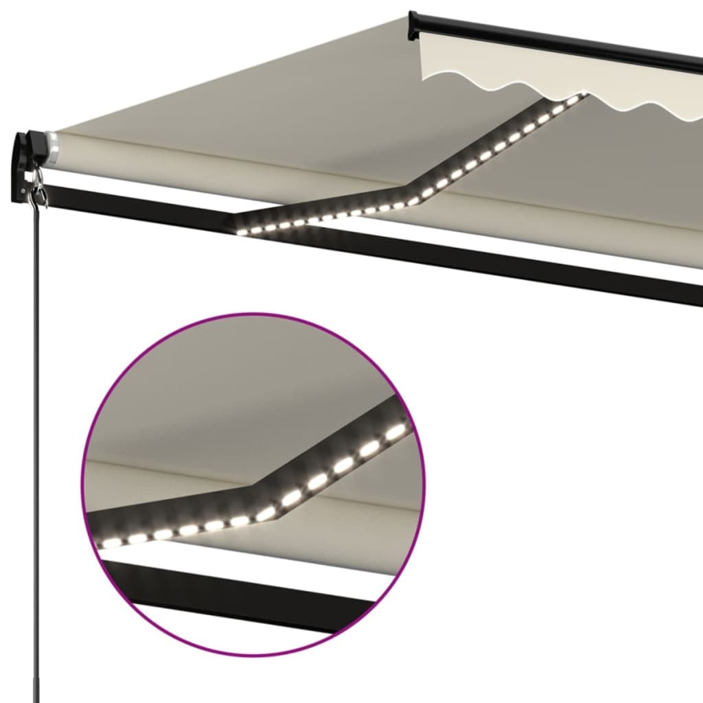 Markise Manuell Einziehbar mit LED 400x300 cm Creme