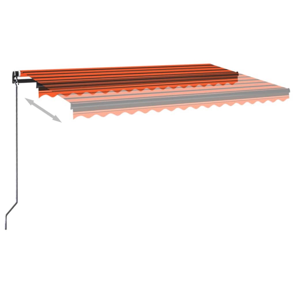 Markise Manuell Einziehbar mit LED 400x300 cm Orange und Braun