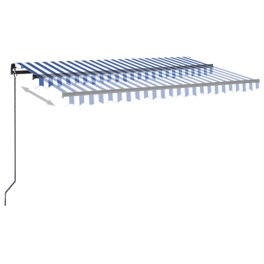 Markise Automatisch Einziehbar 400x300 cm Blau und Weiß