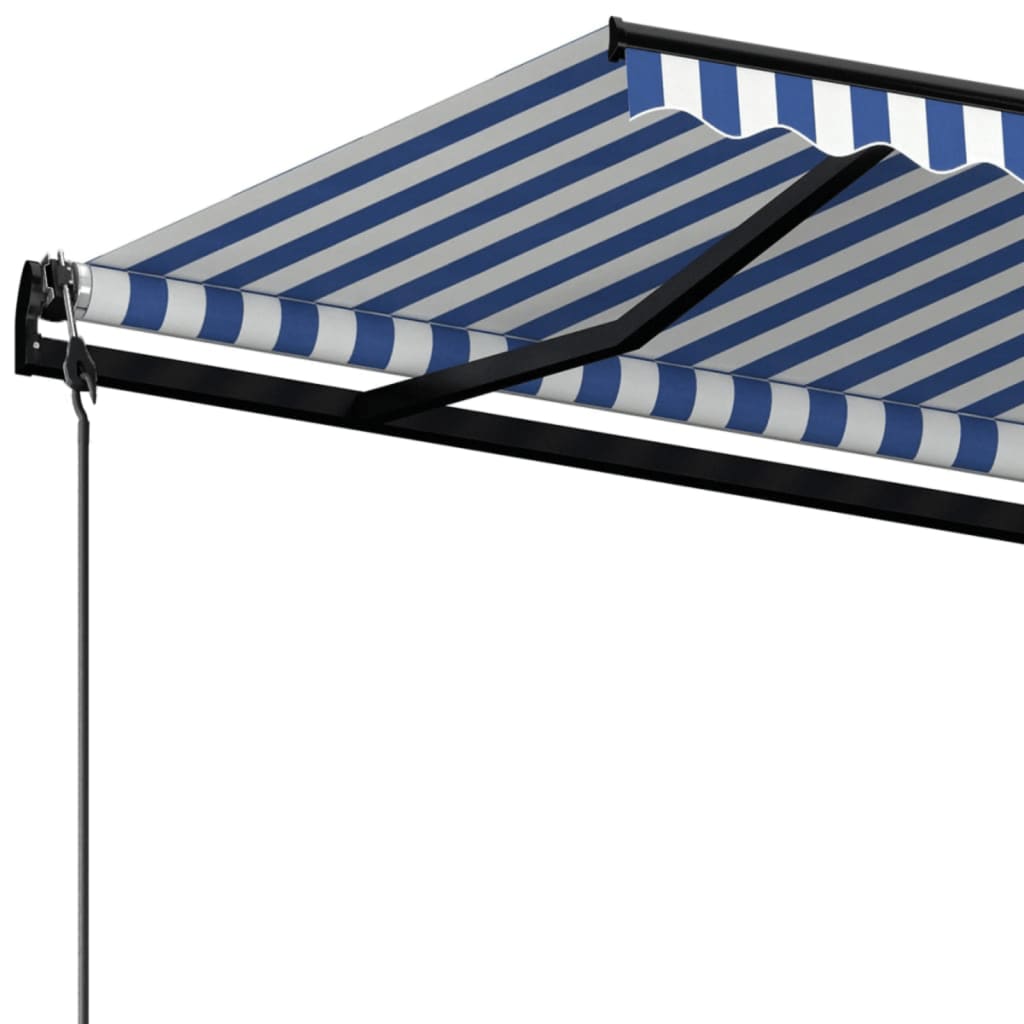 Markise Automatisch Einziehbar 400x300 cm Blau und Weiß