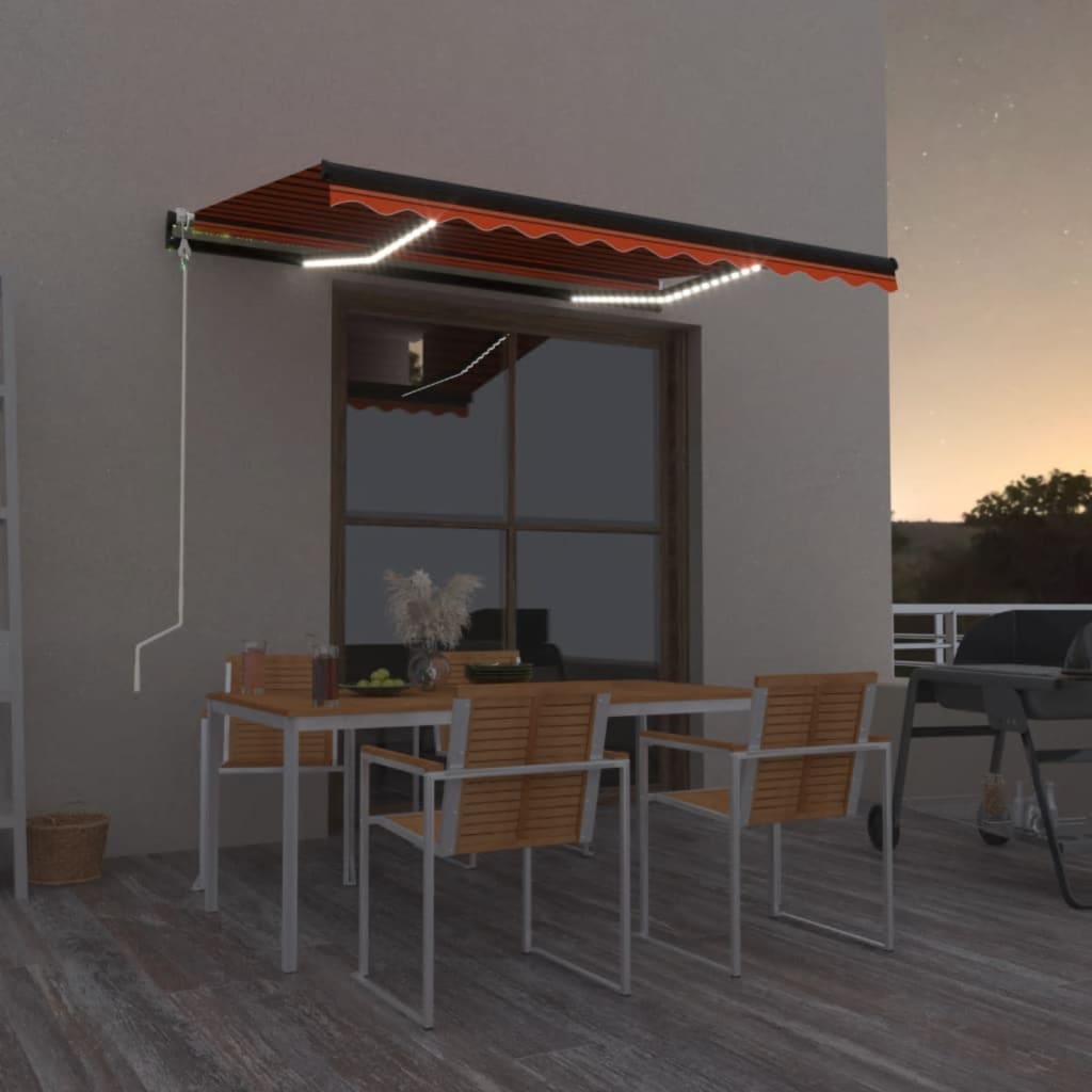 Automatische Markise mit LED & Windsensor 400x300 Orange/Braun