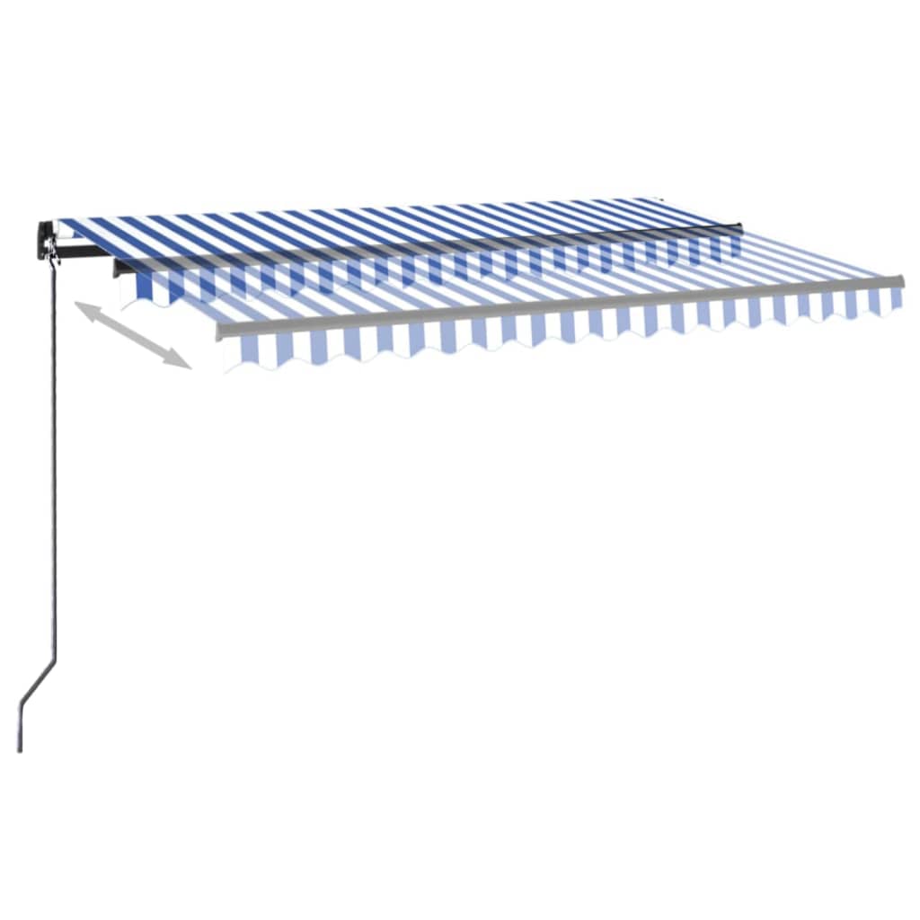 Markise Automatisch Einziehbar 450x300 cm Blau und Weiß