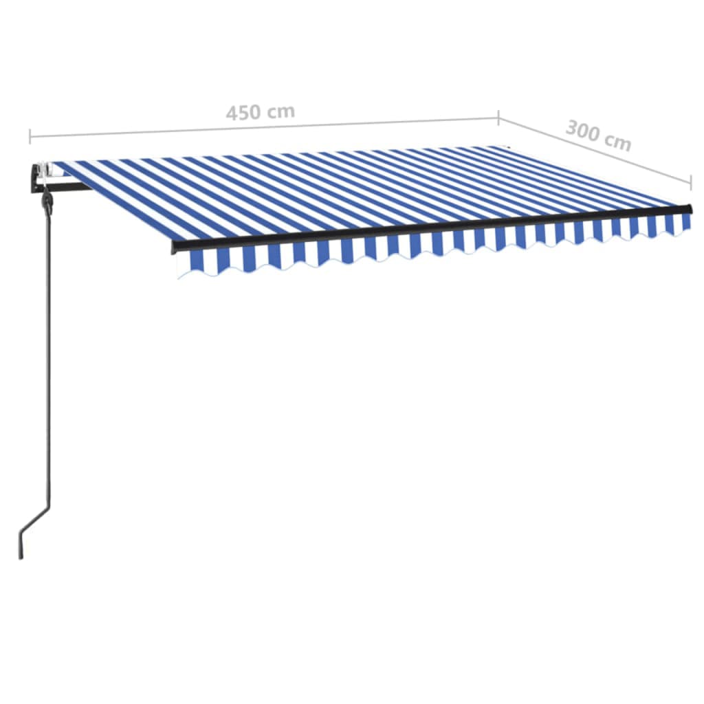 Markise Automatisch Einziehbar 450x300 cm Blau und Weiß