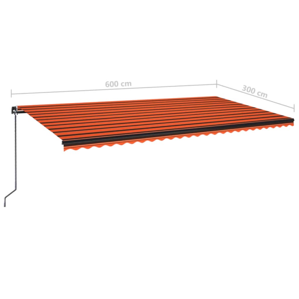Markise Manuell Einziehbar 600x300 cm Orange & Braun
