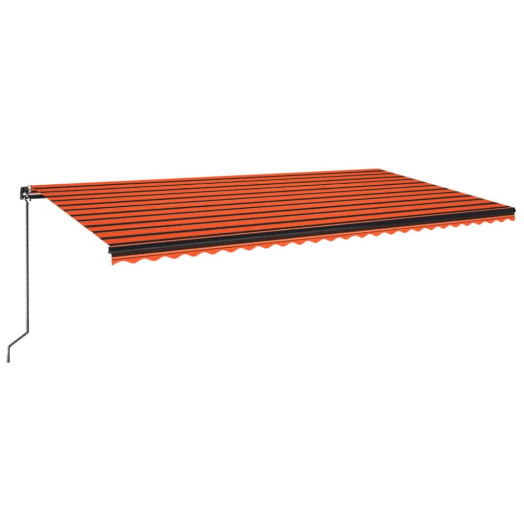 Markise Manuell Einziehbar mit LED 600x300 cm Orange & Braun