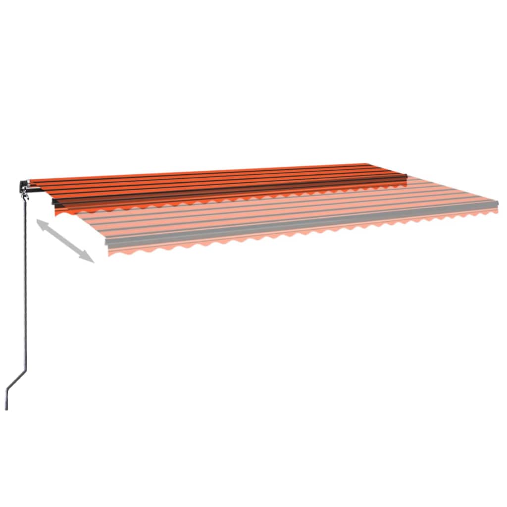 Markise Manuell Einziehbar mit LED 600x300 cm Orange & Braun