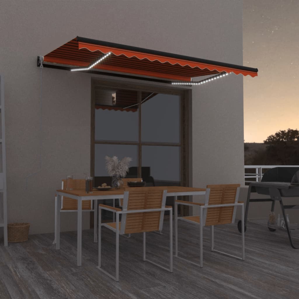 Automatische Markise mit LED & Windsensor 450x350 Orange/Braun