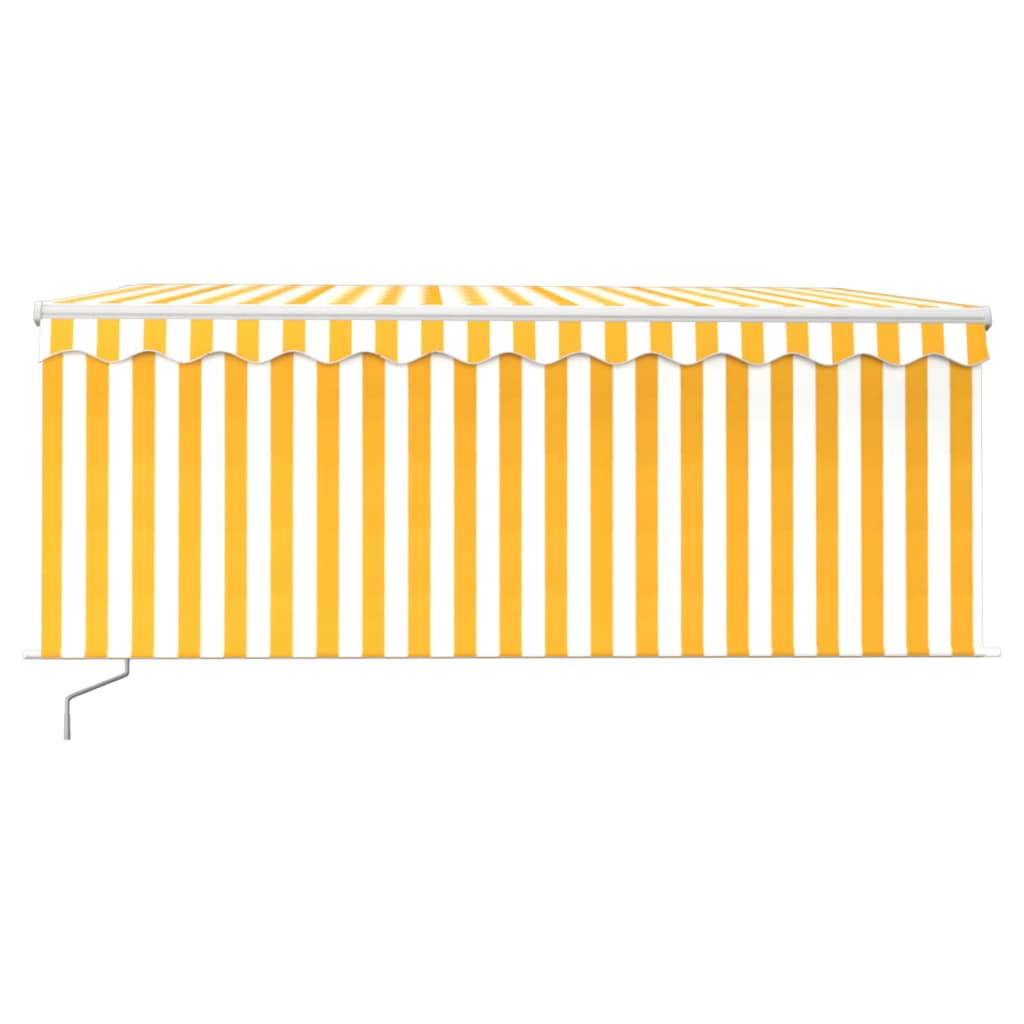 Markise Manuell Einziehbar mit Rollo & LED 3,5x2,5m Gelb & Weiß