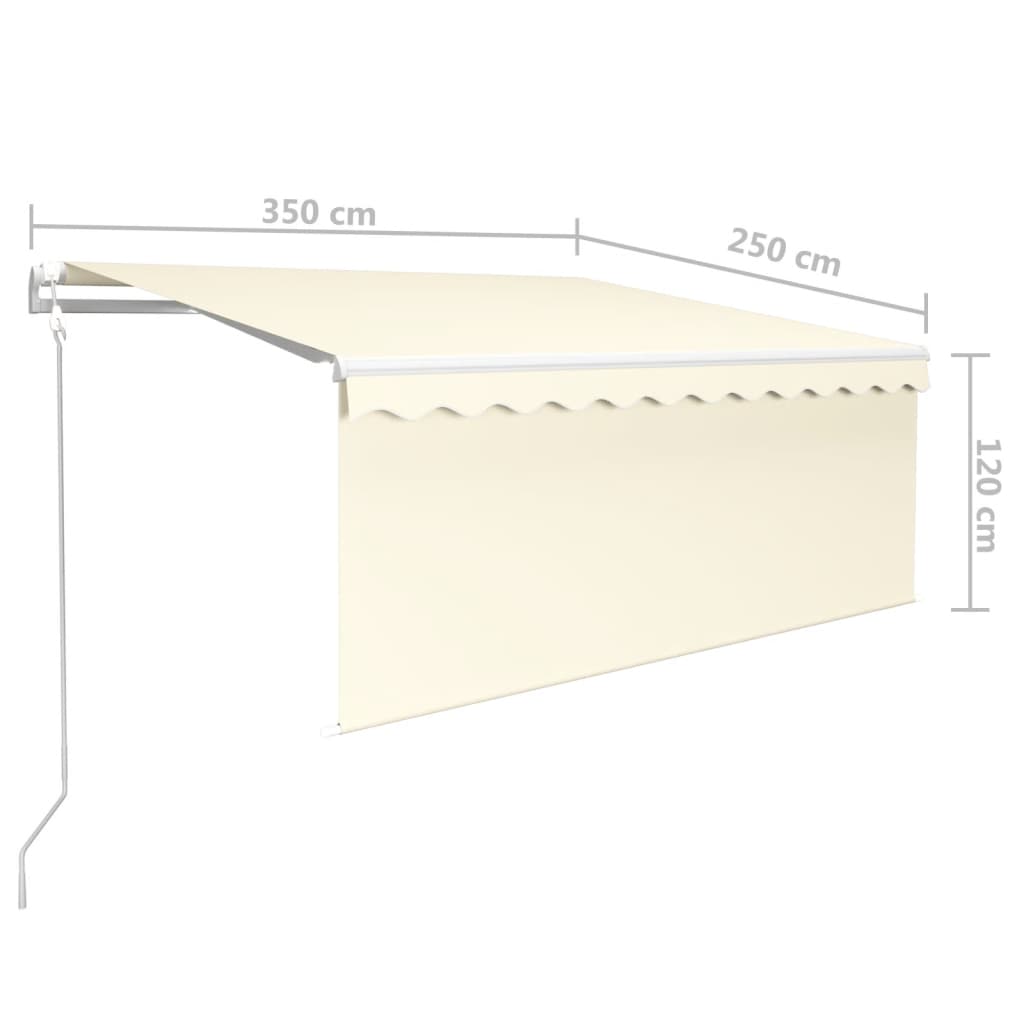 Markise Automatisch Einziehbar mit Volant 3,5x2,5 m Creme