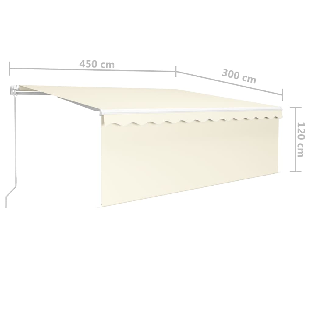 Markise Manuell Einziehbar mit Rollo & LED 4,5x3 m Creme