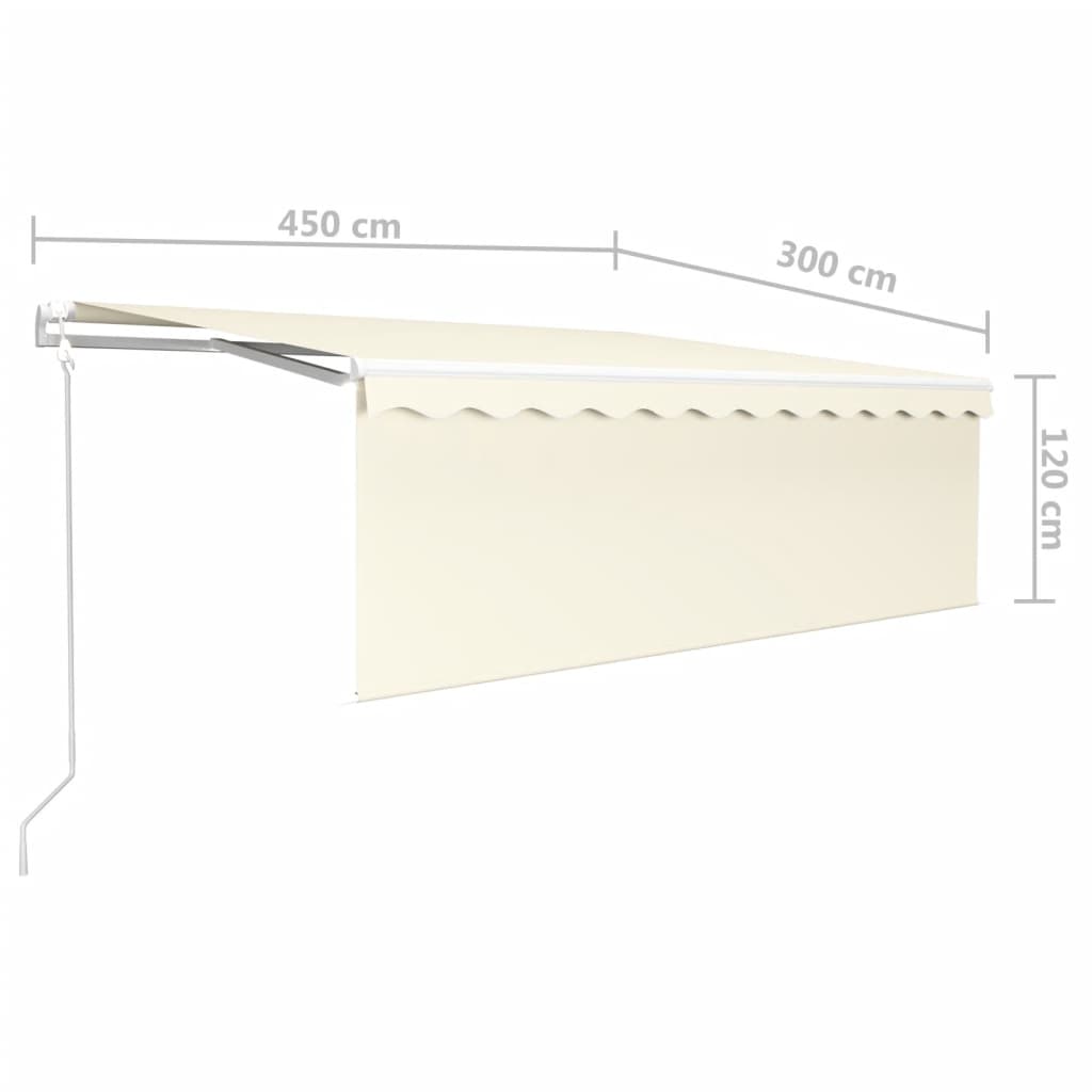Markise Automatisch Einziehbar mit Volant 4,5x3 m Creme
