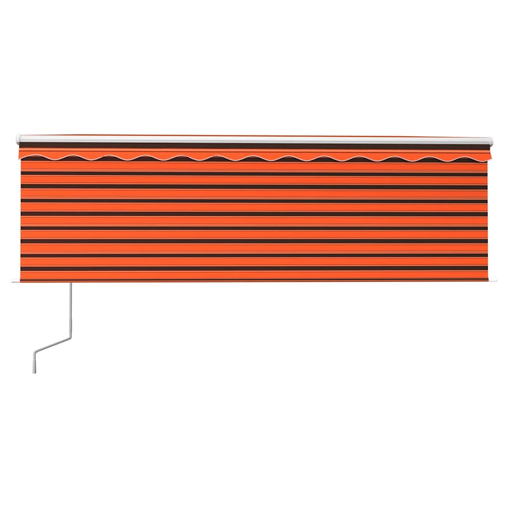 Markise Automatisch Einziehbar mit Volant 4,5x3m Orange & Braun