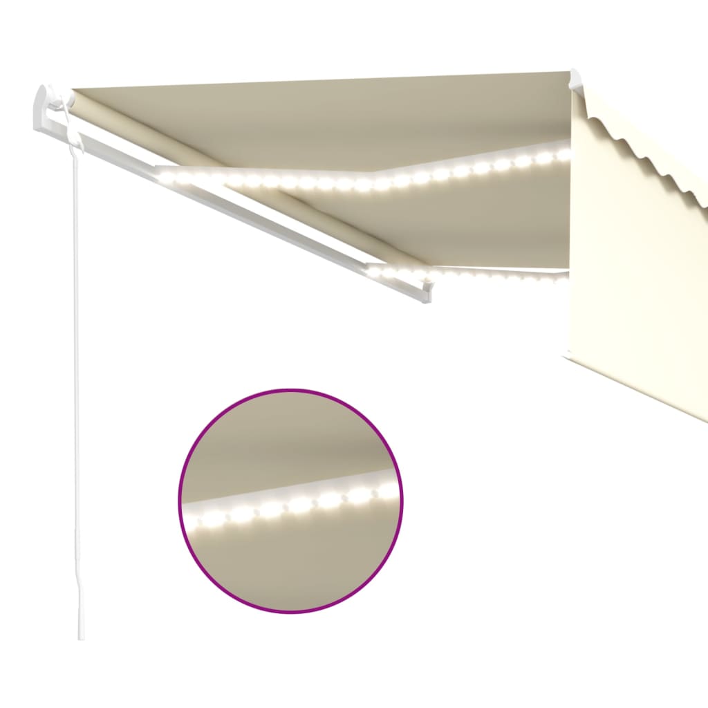 Markise Automatisch mit Rollo LED Windsensor 4,5x3 m Creme