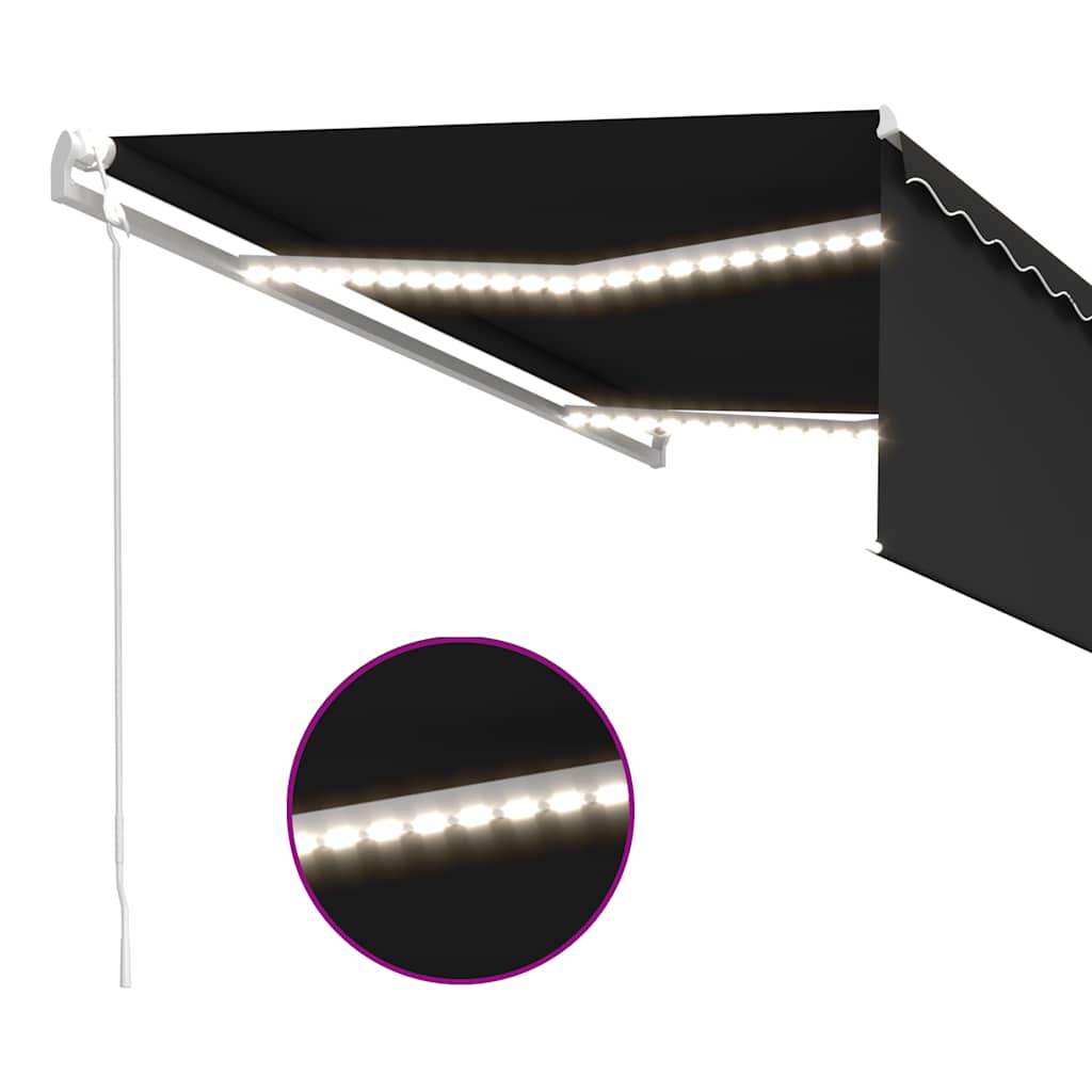 Markise Automatisch mit Rollo LED Windsensor 4,5x3m Anthrazit